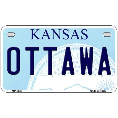 Ottawa Kansas Novelty Metal License Plate 7" x 4" (MP)