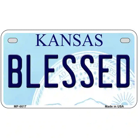 Blessed Kansas Novelty Metal License Plate 7" x 4" (MP)