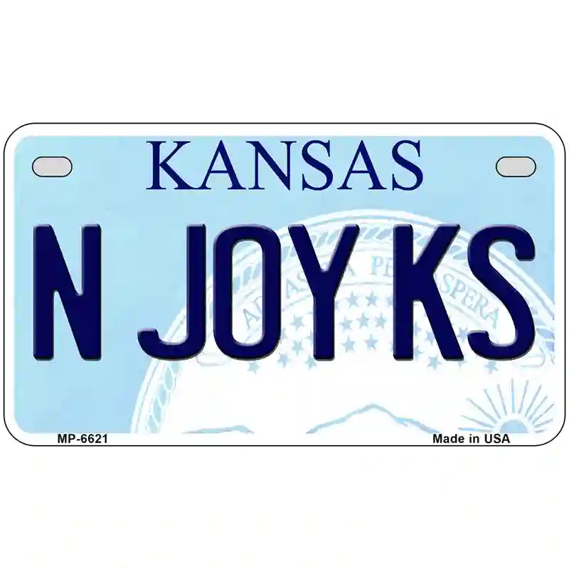 N Joy Kansas Novelty Metal License Plate 7" x 4" (MP)