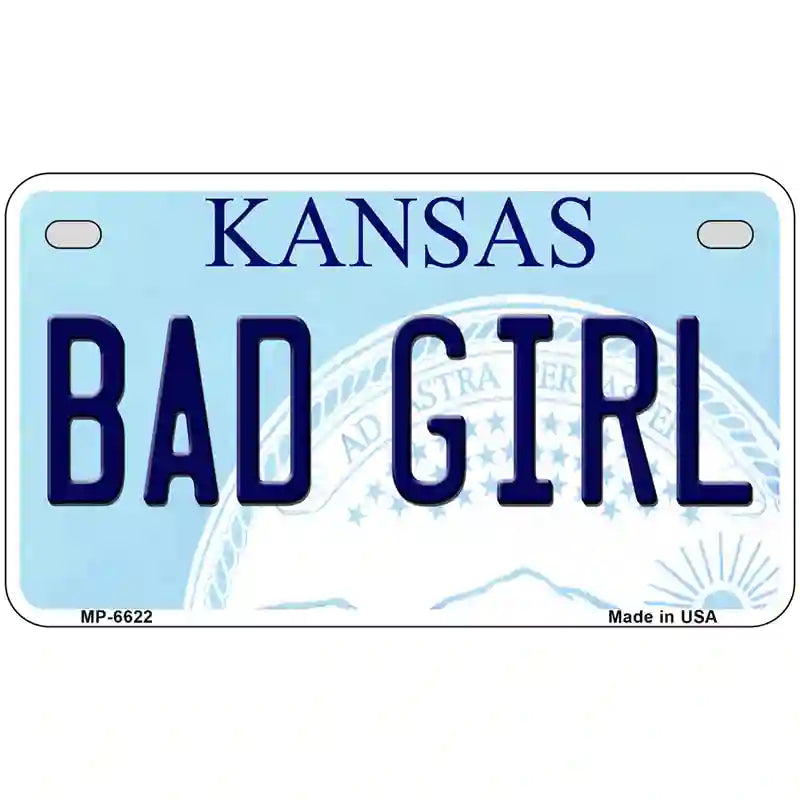 Bad Girl Kansas Novelty Metal License Plate 7" x 4" (MP)