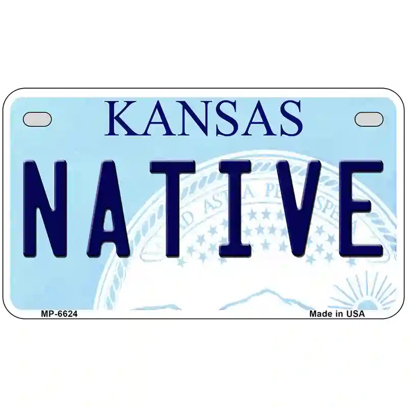 Native Kansas Novelty Metal License Plate 7" x 4" (MP)