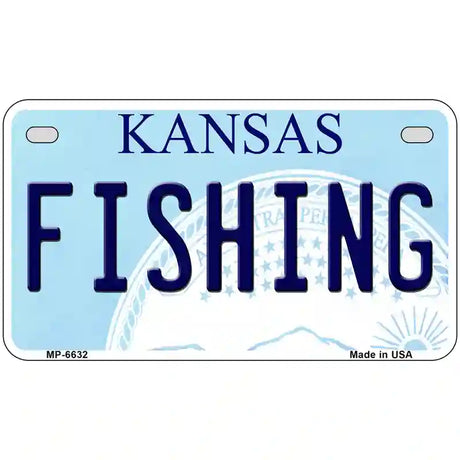 Fishing Kansas Novelty Metal License Plate 7" x 4" (MP)