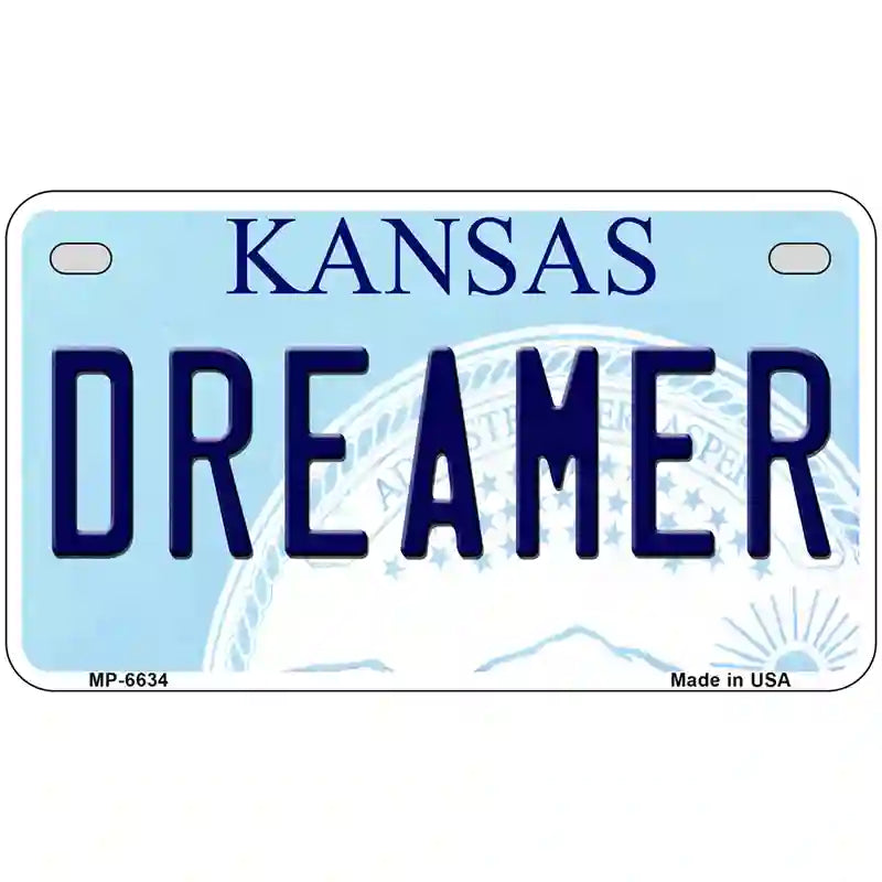 Dreamer Kansas Novelty Metal License Plate 7" x 4" (MP)