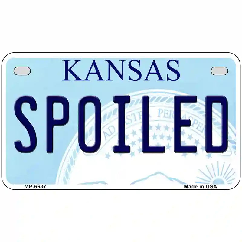 Spoiled Kansas Novelty Metal License Plate 7" x 4" (MP)