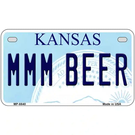 MMM Beer Kansas Novelty Metal License Plate 7" x 4" (MP)