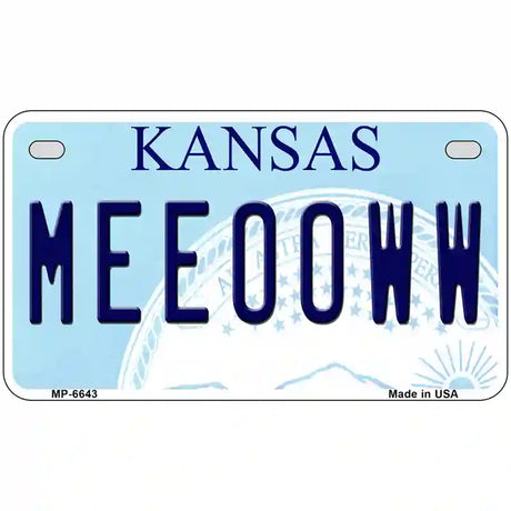 Meeooww Kansas Novelty Metal License Plate 7" x 4" (MP)