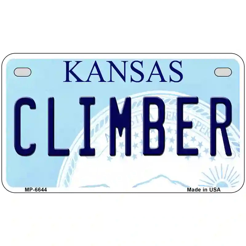 Climber Kansas Novelty Metal License Plate 7" x 4" (MP)