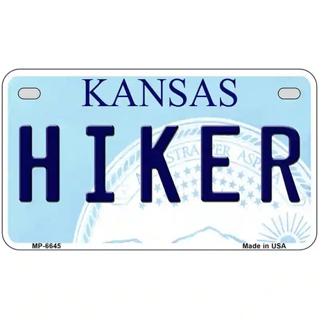 Hiker Kansas Novelty Metal License Plate 7" x 4" (MP)