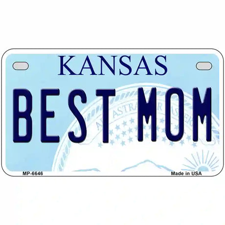 Best Mom Kansas Novelty Metal License Plate 7" x 4" (MP)