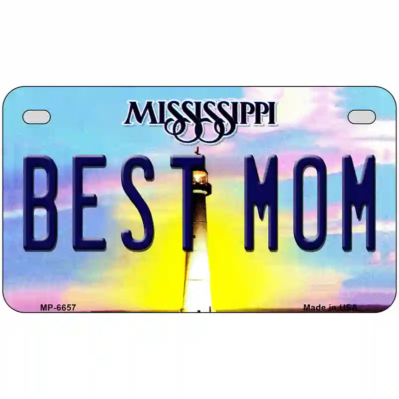 Best Mom Mississippi Novelty Metal License Plate 7" x 4" (MP)