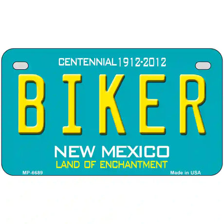 Biker New Mexico Novelty Metal License Plate 7" x 4" (MP)