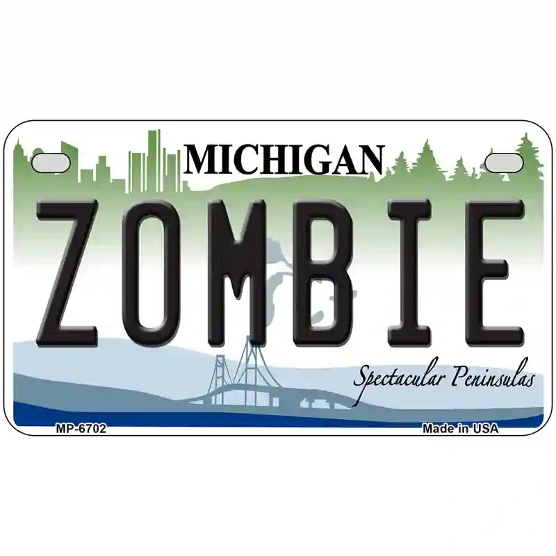 Zombie Michigan Metal Novelty License Plate 7" x 4" (MP)