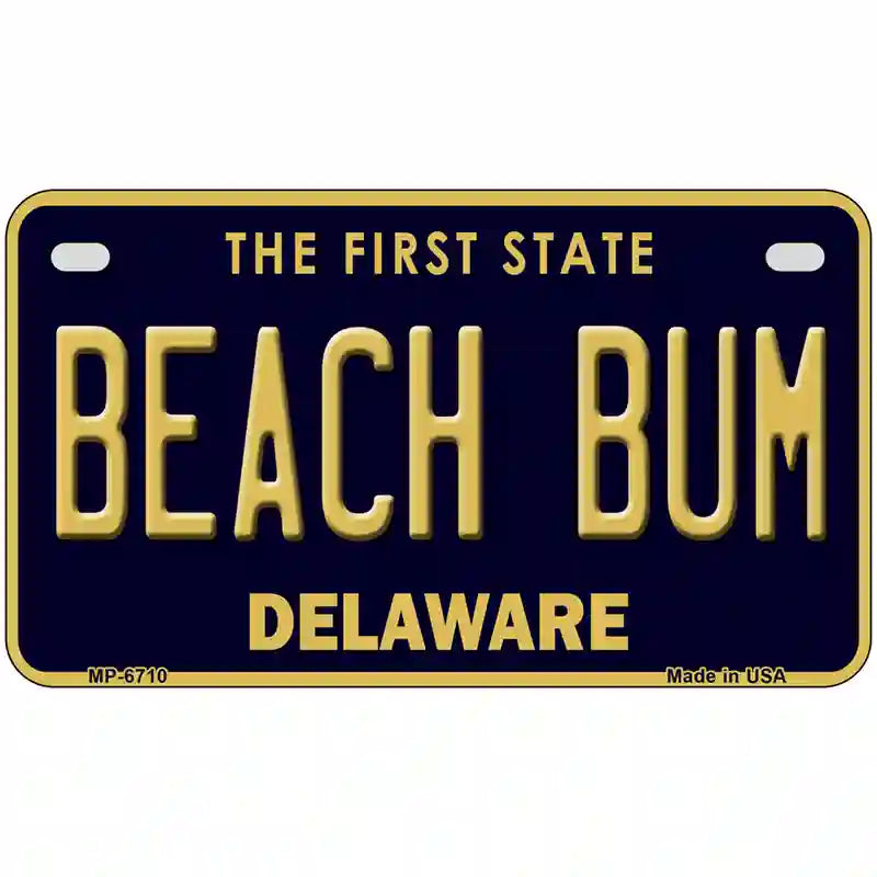 Beach Bum Delaware Novelty Metal License Plate 7" x 4" (MP)