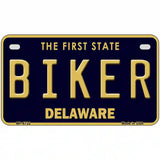 Biker Delaware Novelty Metal License Plate 7" x 4" (MP)