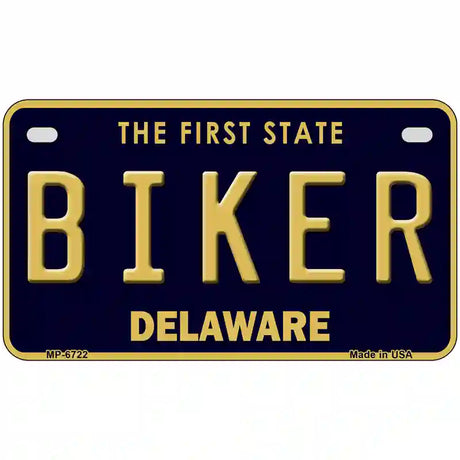 Biker Delaware Novelty Metal License Plate 7" x 4" (MP)