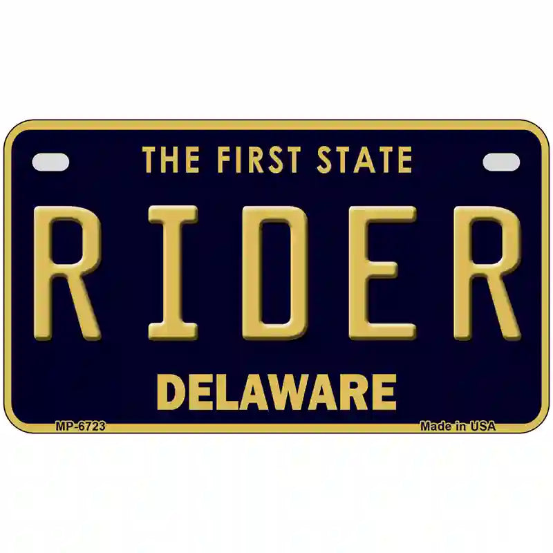 Rider Delaware Novelty Metal License Plate 7" x 4" (MP)