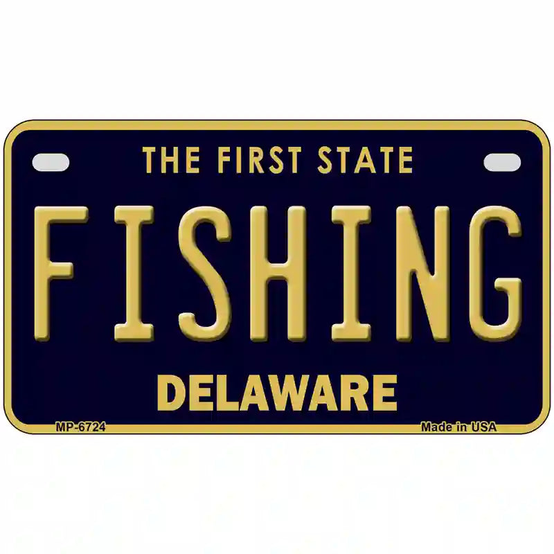 Fishing Delaware Novelty Metal License Plate 7" x 4" (MP)