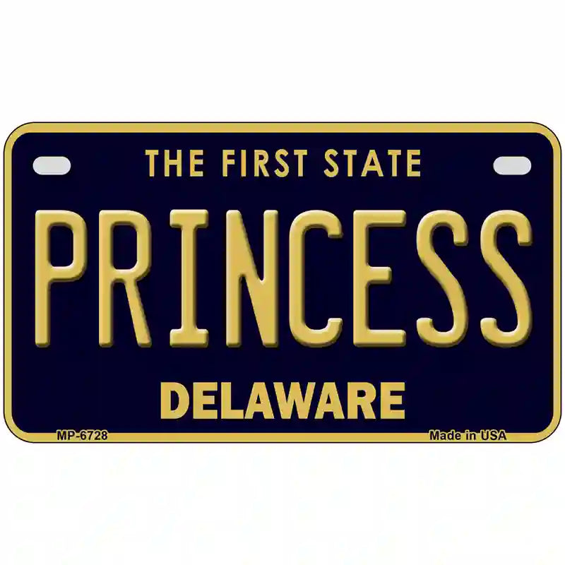 Princess Delaware Novelty Metal License Plate 7" x 4" (MP)