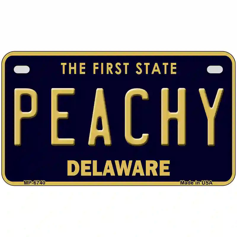 Peachy Delaware Novelty Metal License Plate 7" x 4" (MP)