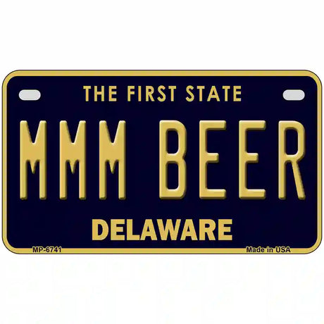 MMM Beer Delaware Novelty Metal License Plate 7" x 4" (MP)