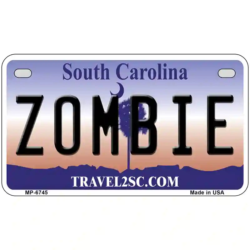 Zombie South Carolina Novelty Metal License Plate 7" x 4" (MP)