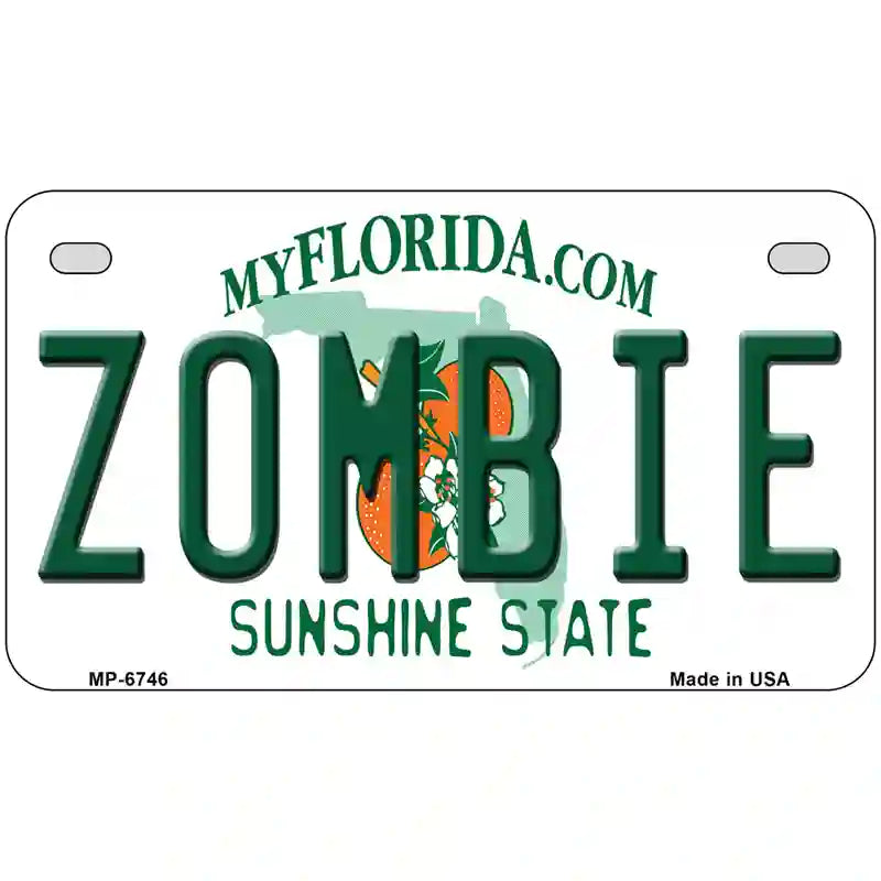 Zombie Florida Novelty Metal License Plate 7" x 4" (MP)