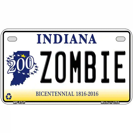 Zombie Indiana Novelty Metal License Plate 7" x 4" (MP)