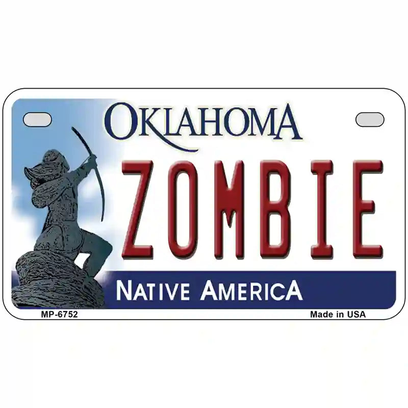 Zombie Oklahoma Novelty Metal License Plate 7" x 4" (MP)