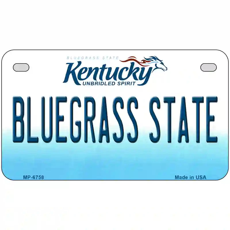 Bluegrass State Kentucky Novelty Metal License Plate 7" x 4" (MP)