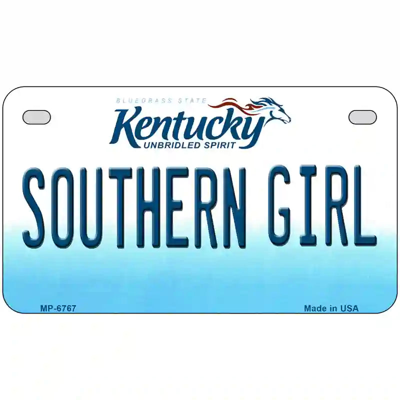 Southern Girl Kentucky Novelty Metal License Plate 7" x 4" (MP)