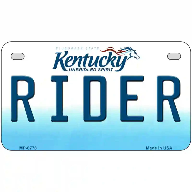 Rider Kentucky Novelty Metal License Plate 7" x 4" (MP)