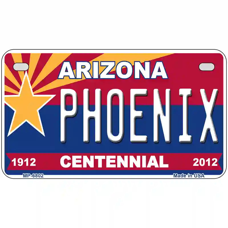 Arizona Centennial Phoenix Novelty Metal License Plate 7" x 4" (MP)