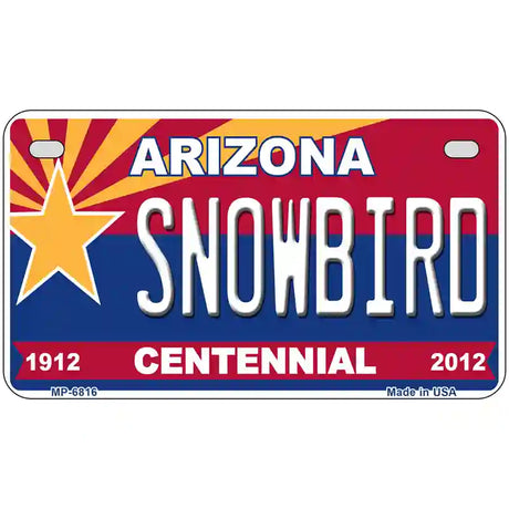 Arizona Centennial Snowbird Novelty Metal License Plate 7" x 4" (MP)