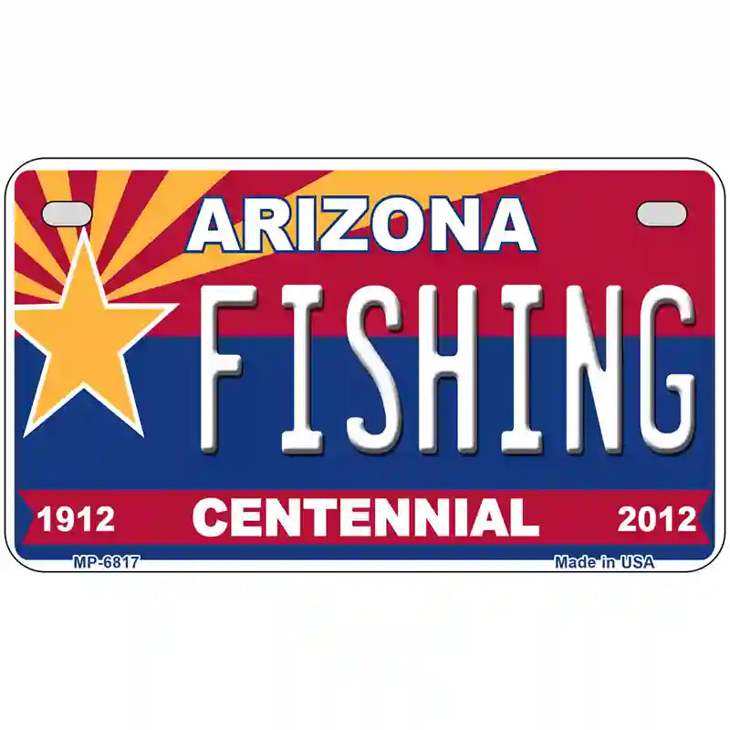 Arizona Centennial Fishing Novelty Metal License Plate 7" x 4" (MP)