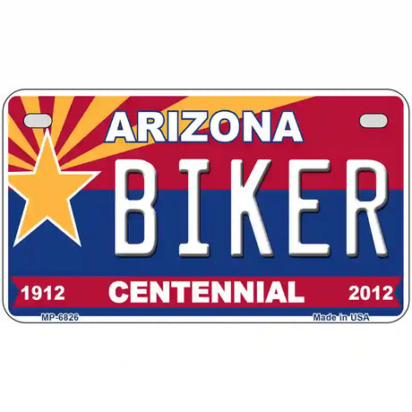 Arizona Centennial Biker Novelty Metal License Plate 7" x 4" (MP)