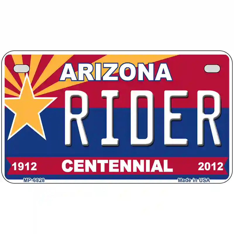 Arizona Centennial Rider Novelty Metal License Plate 7" x 4" (MP)