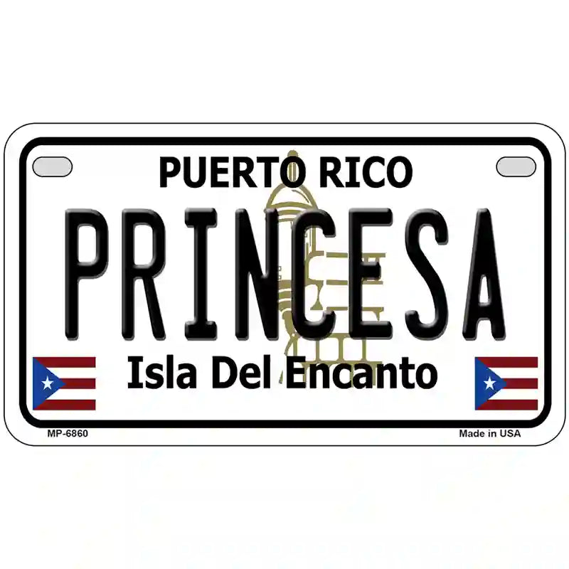 Princesa Puerto Rico Metal Novelty License Plate 7" x 4" (MP)