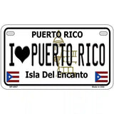 I Love Puerto Rico White Metal Novelty License Plate 7" x 4" (MP)