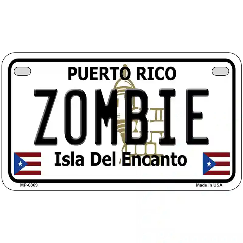 Zombie Puerto Rico Metal Novelty License Plate 7" x 4" (MP)