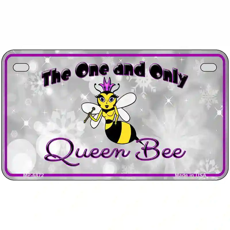 Queen Bee Purple Metal Novelty License Plate 7" x 4" (MP)