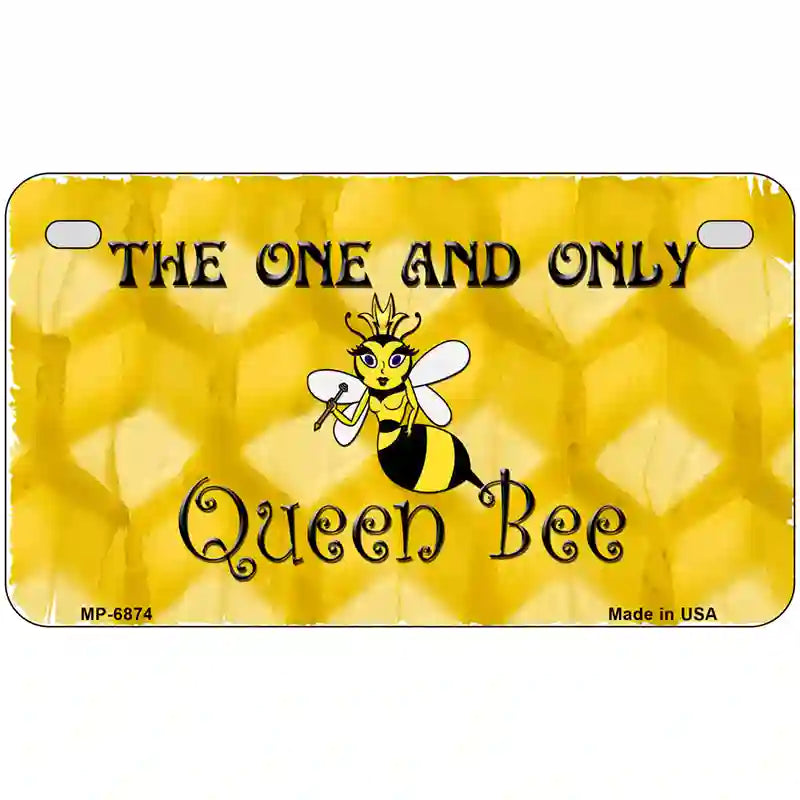 Queen Bee Honey Comb Metal Novelty License Plate 7" x 4" (MP)