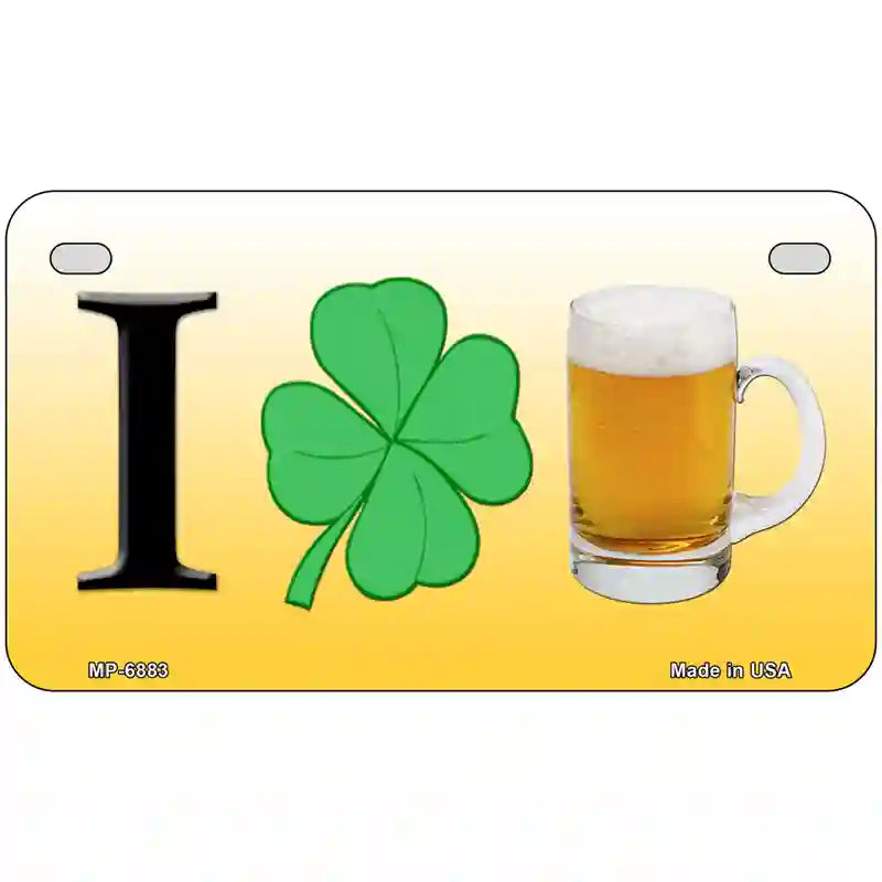 I Shamrock Beer Metal Novelty License Plate 7" x 4" (MP)