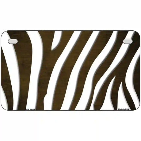 Brown White Zebra Oil Rubbed Metal Novelty License Plate 7" x 4" (MP)