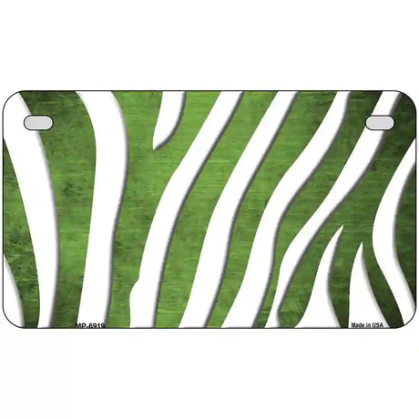 Lime Green White Zebra Oil Rubbed Metal Novelty License Plate 7" x 4" (MP)