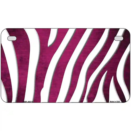 Pink White Zebra Oil Rubbed Metal Novelty License Plate 7" x 4" (MP)