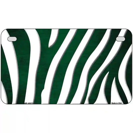 Green White Zebra Oil Rubbed Metal Novelty License Plate 7" x 4" (MP)