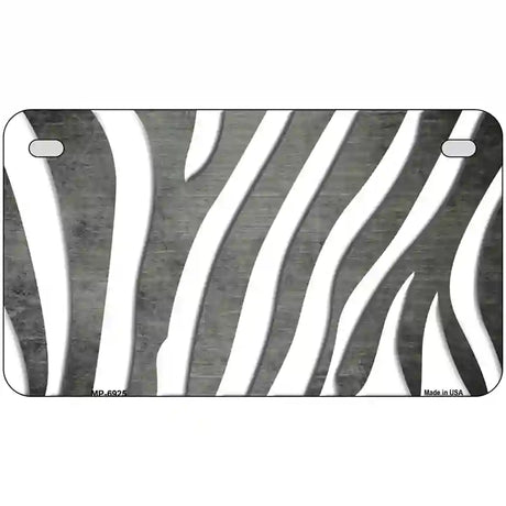 Gray White Zebra Oil Rubbed Metal Novelty License Plate 7" x 4" (MP)