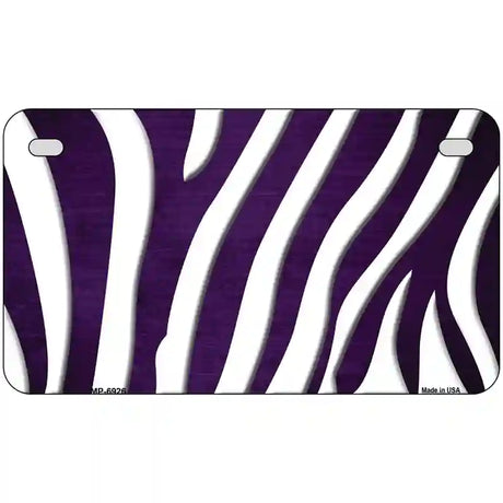 Purple White Zebra Oil Rubbed Metal Novelty License Plate 7" x 4" (MP)