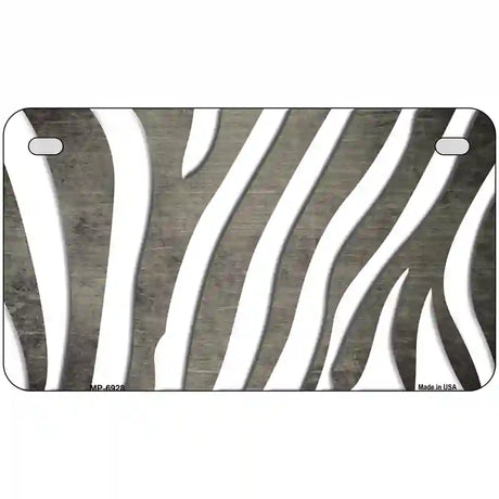 Tan White Zebra Oil Rubbed Metal Novelty License Plate 7" x 4" (MP)