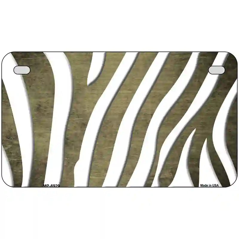 Gold White Zebra Oil Rubbed Metal Novelty License Plate 7" x 4" (MP)